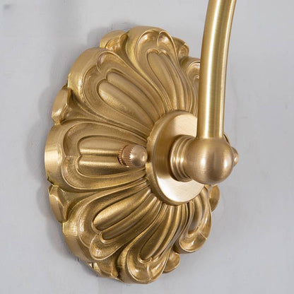 European Floral Copper Glass 1-Light Wall Sconce Lamp