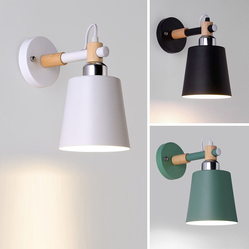 Scandinavian Wooden Iron 1-Light Wall Sconce Lamp