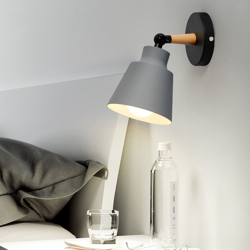 Cylindrical Aluminum Wood 1-Light Wall Sconce Lamp