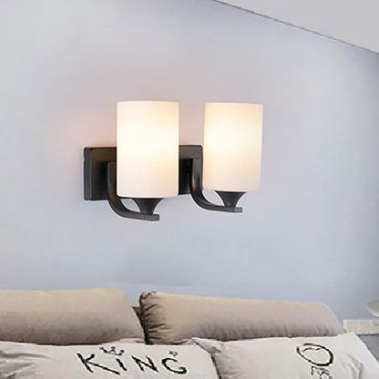 Simplicity Cylinder Iron Glass 1/2 Light Wall Sconce Lamp