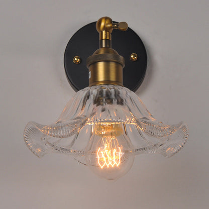 Retro Iron Glass Flower 1-Light Wall Sconce Lamp