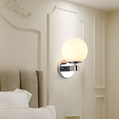 Minimal Round Head Iron Glass 1-Light Wall Sconce Lamp