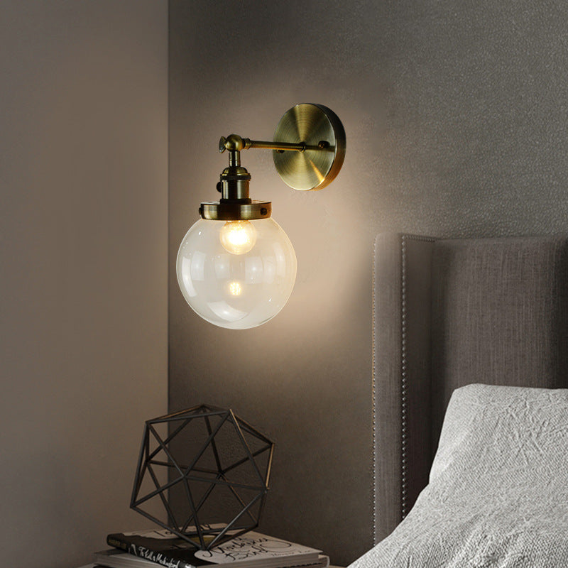 Modern Minimalist Iron Glass Orb 1-Light Wall Sconce Lamp