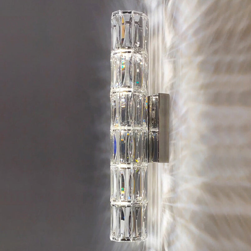 Luxury Silver Crystal Column 3/4/6 Light Wall Sconce Lamp