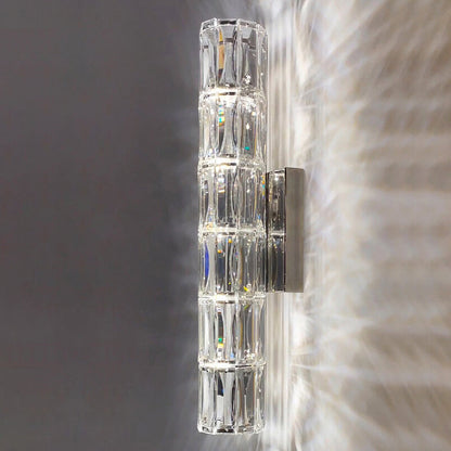 Luxury Silver Crystal Column 3/4/6 Light Wall Sconce Lamp