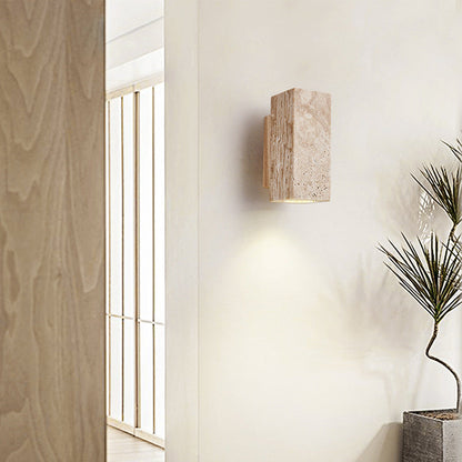 Japanese Wood Cubic Cylinder 1-Light Wall Sconce Lamp