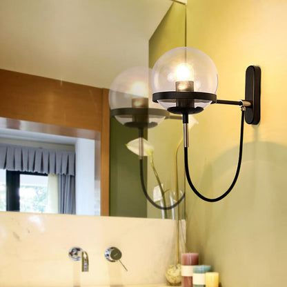 Round Electroplated Copper Glass 1-Light Wall Sconce Lamp