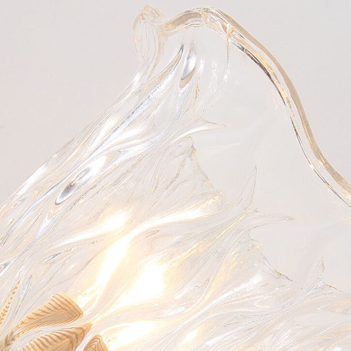 Floral Glass Brass Curved Arm 1/2 Light Wall Sconce Lamp