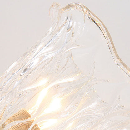Floral Glass Brass Curved Arm 1/2 Light Wall Sconce Lamp