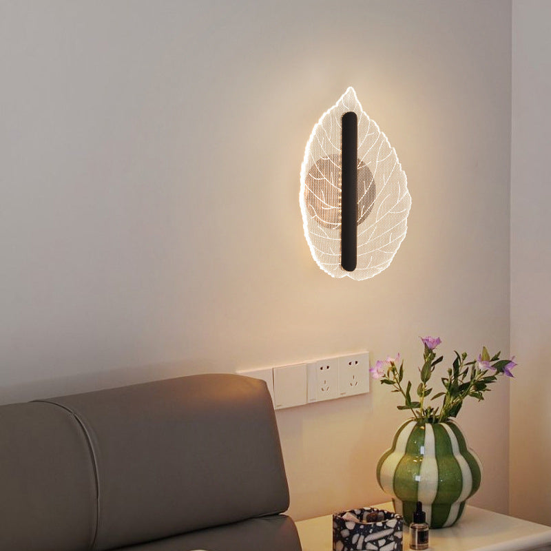 Deco Iron Acrylic Leave Teardrop Shape LED Wall Sconce Lamp