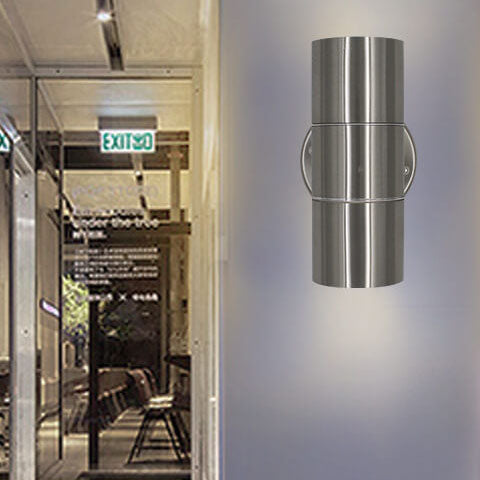 Stainless Steel Cylinder 2-Light Wall Sconce Lamp
