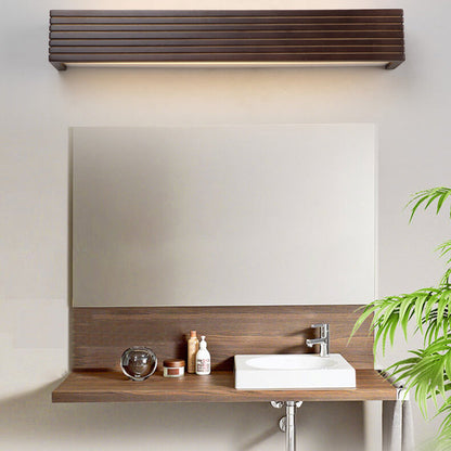 Chinese Walnut Square Bar Vanity LED Wall Sconce Lamp