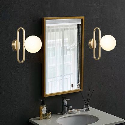 Simplicity Glass Shade Iron Ring 1-Light Wall Sconce Lamp