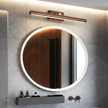 Nordic Minimalist Beechwood Copper Cylinder LED Bathroom Vanity Mirror Front Wall Sconce Lamp For Living Room & Bathroom