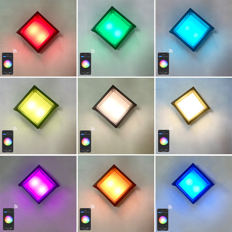 Aluminum Rhombus Smart App Dimming LED Wall Sconce Lamp