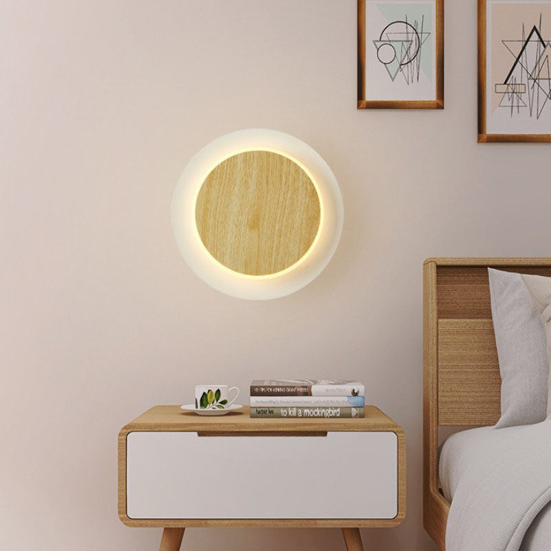 Nordic Minimalist Log Square Round LED Wall Sconce Lamp