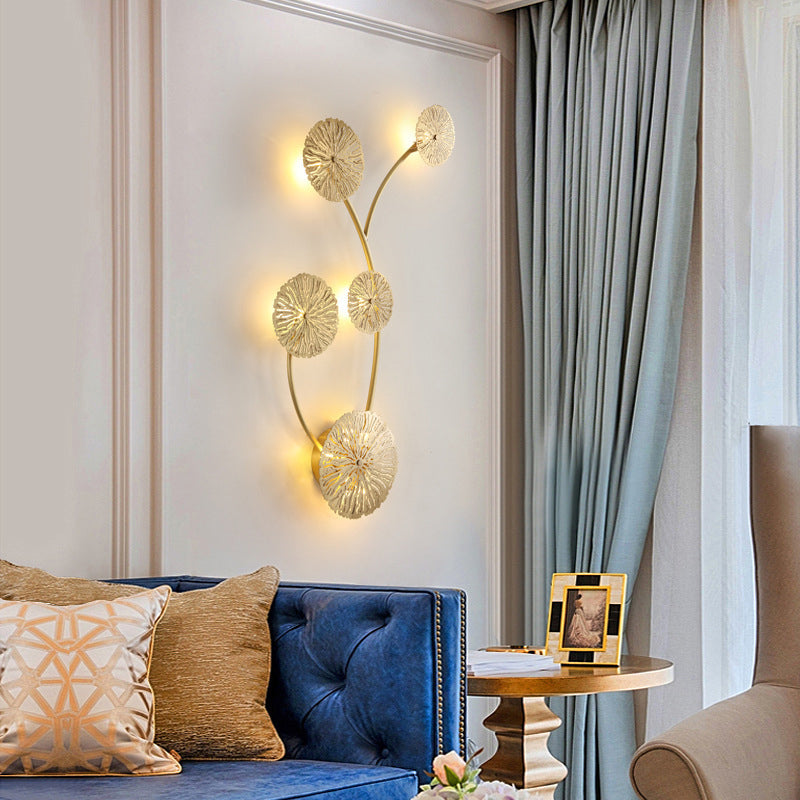 Full Hollow Lotus Leaf Cluster 3/5/7-Light Wall Sconce Lamp
