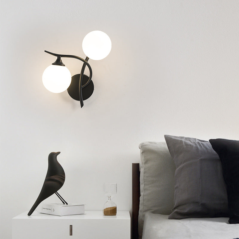 Simplicity Spherical Glass Shade 2-Light Wall Sconce Lamp