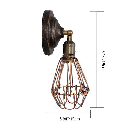 Industrial Iron Bronze Round Frame 1-Light Wall Sconce Lamp