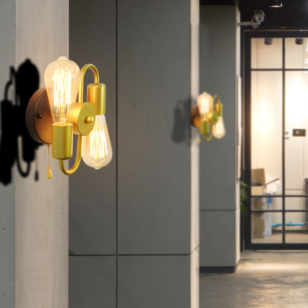 Industrial Iron Symmetrical 2-Light Wall Sconce Lamp