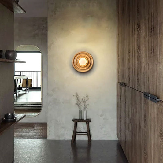 Japanese Ring Glass Ball Shade 1-Light Wall Sconce Lamp