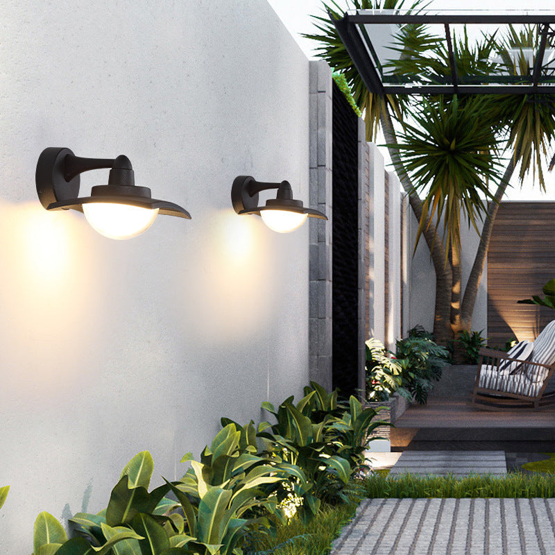 Aluminum Round Glass Shade LED Waterproof Wall Sconce Lamp