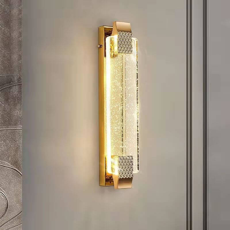 Light Gold Bubble Crystal Rectangular LED Wall Sconce Lamp