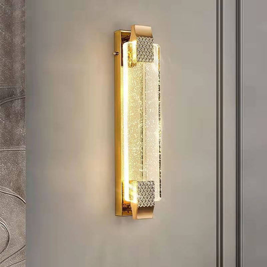 Light Gold Bubble Crystal Rectangular LED Wall Sconce Lamp