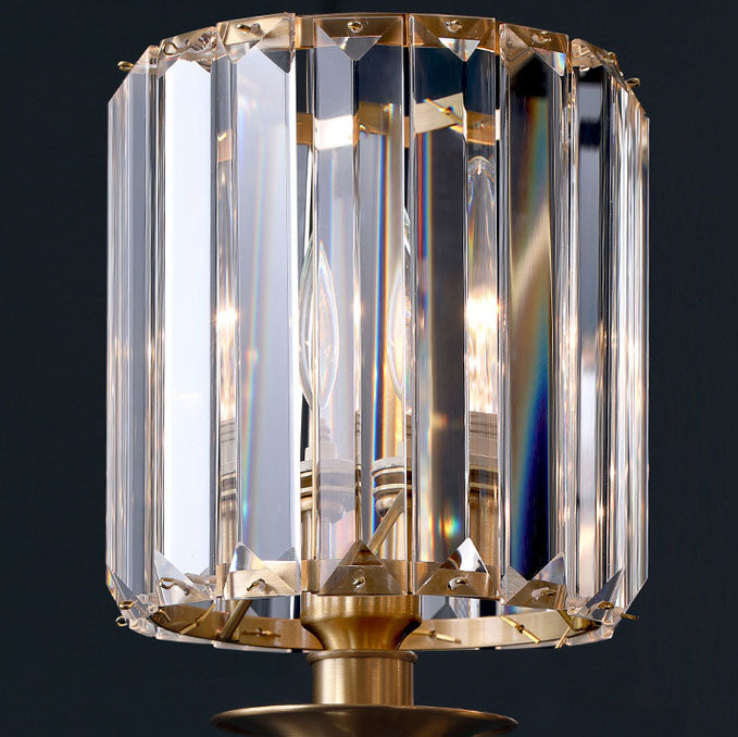 French Crystal Copper Cylinder 1-Light Wall Sconce Lamp