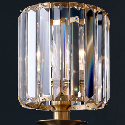 French Crystal Copper Cylinder 1-Light Wall Sconce Lamp