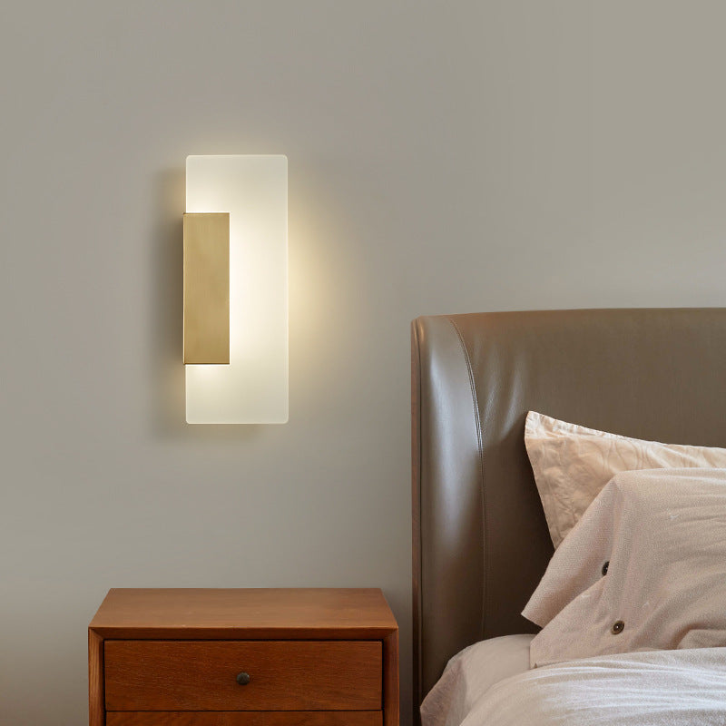 Luxury Full Copper Rectangular Acrylic LED Wall Sconce Lamp