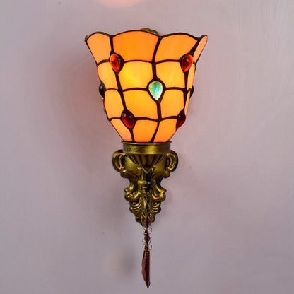 Tiffany Crystal Glass Pendant 1-Light Wall Sconce Lamp