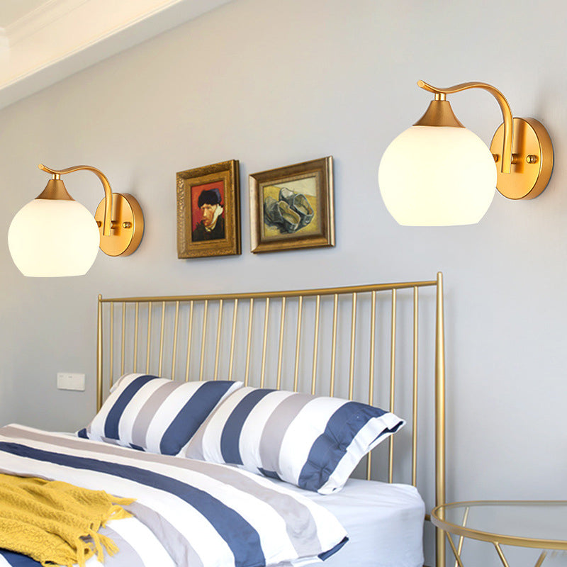 Simplicity Iron Glass Ball 1/2 Light Wall Sconce Lamp