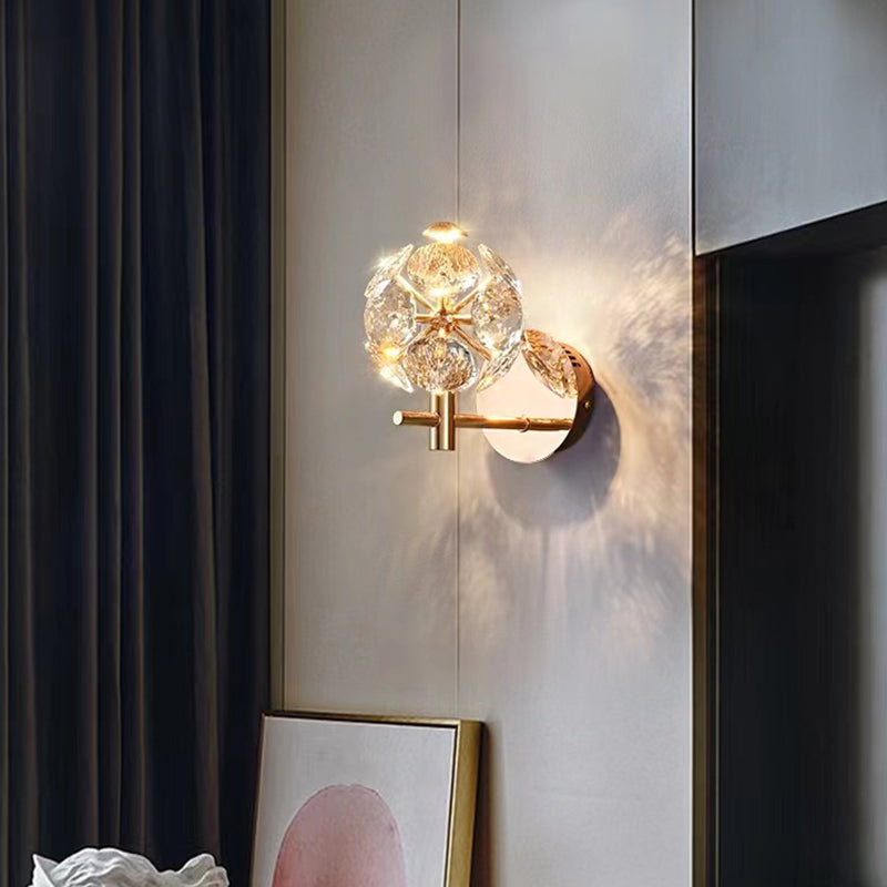 Luxury Hardware Crystal Ball LED Wall Sconce Lamp