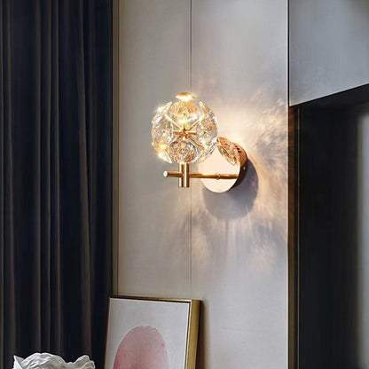 Luxury Hardware Crystal Ball LED Wall Sconce Lamp