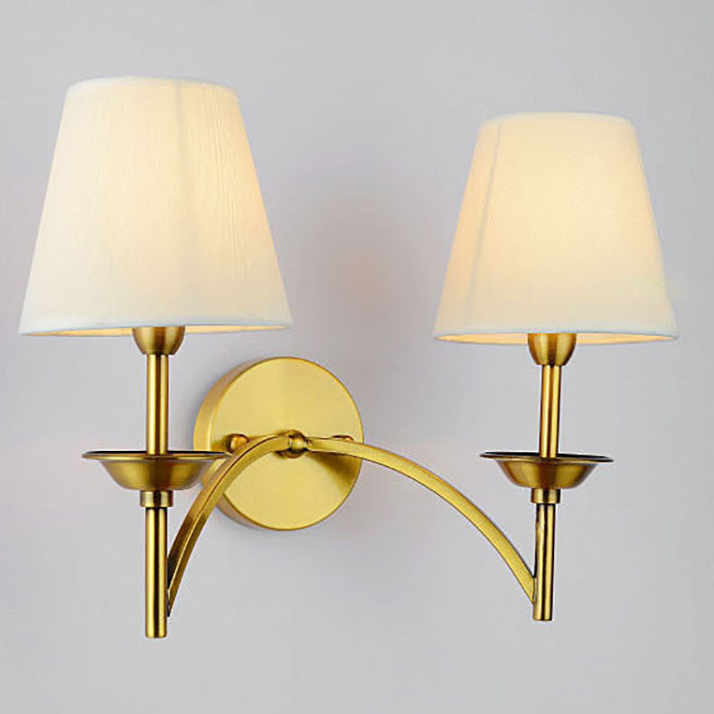 Mid-Century Iron Fabric Cylinder 1/2 Light Wall Sconce Lamp