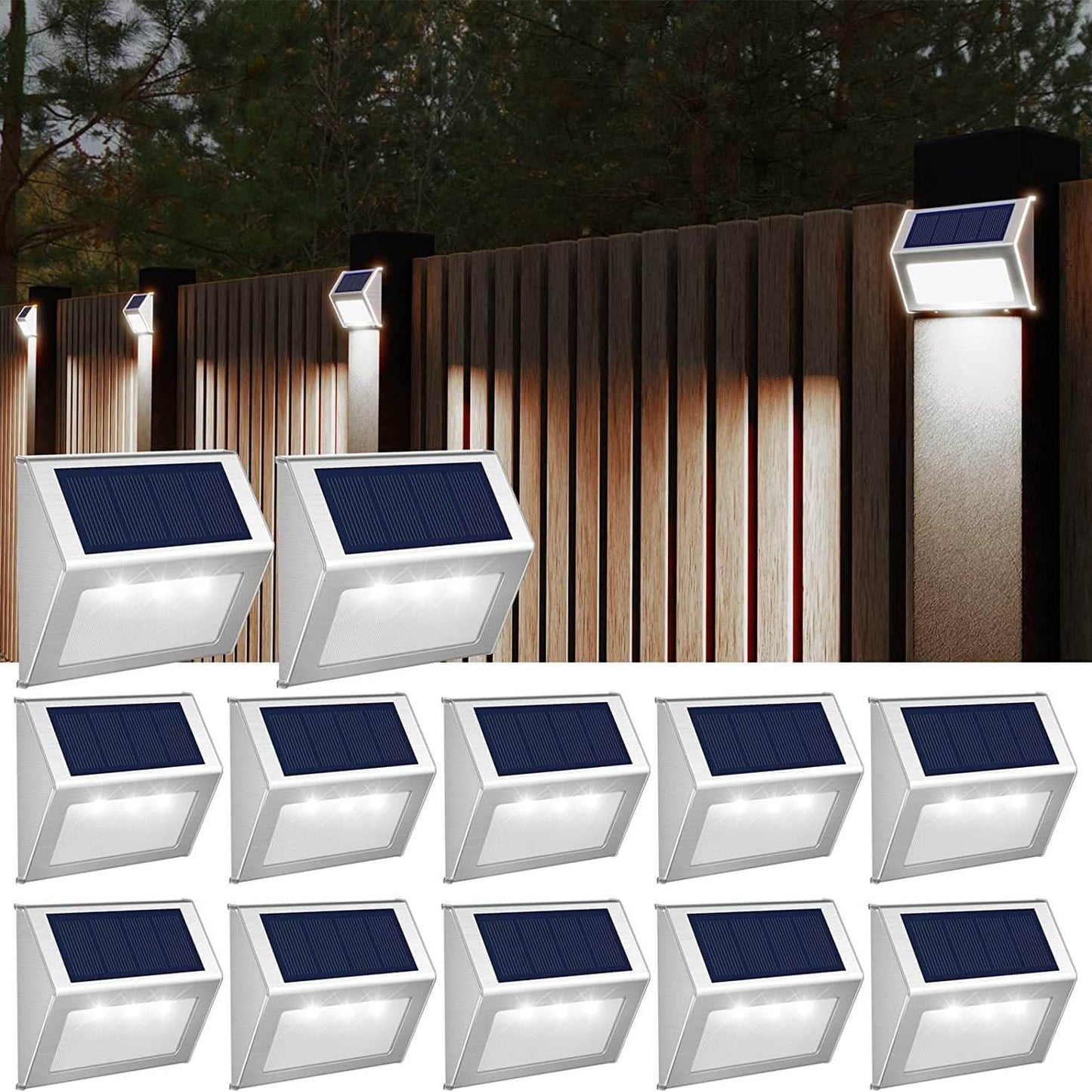 Solar Stainless Steel 3 LED Outdoor Garden Step Light