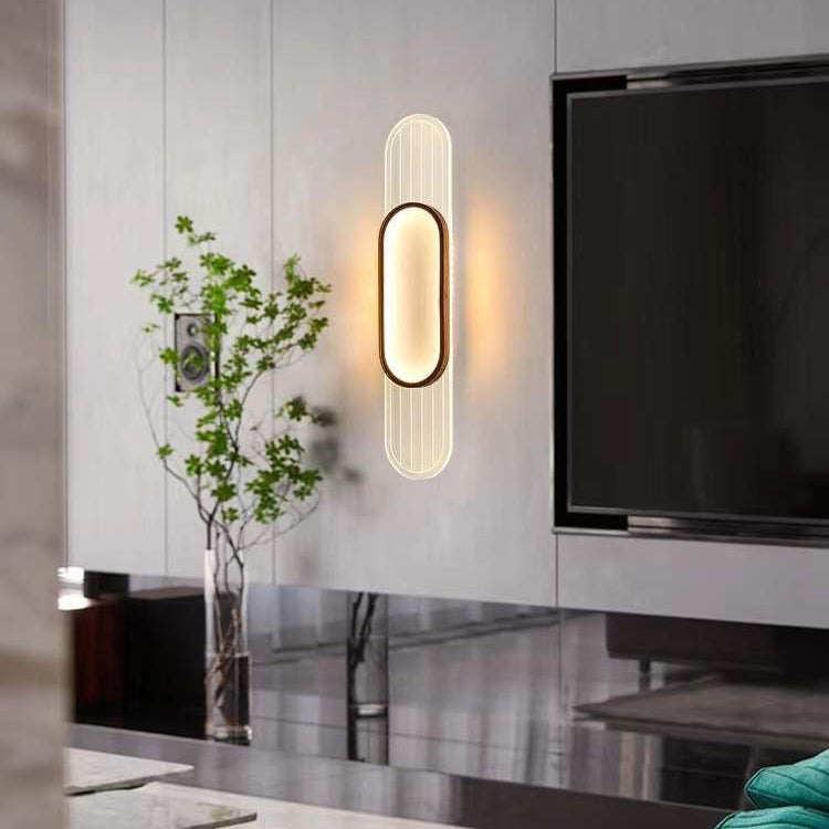 Nordic Iron Acrylic Strip Elliptical LED Wall Sconce Lamp