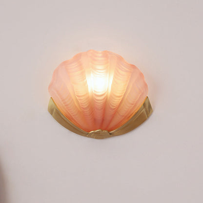 Modern Art Deco Shell Brass Glass 1-Light Wall Sconce Lamp