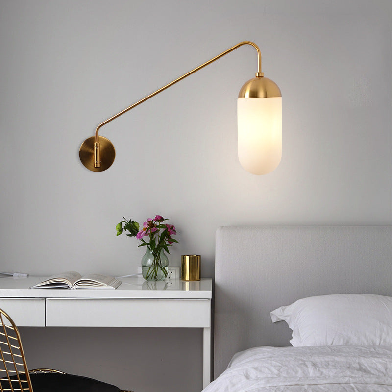 Iron Column 1-Light Swing Arm Long Pole Wall Sconce Lamp