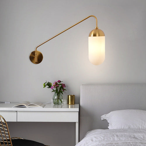 Iron Column 1-Light Swing Arm Long Pole Wall Sconce Lamp