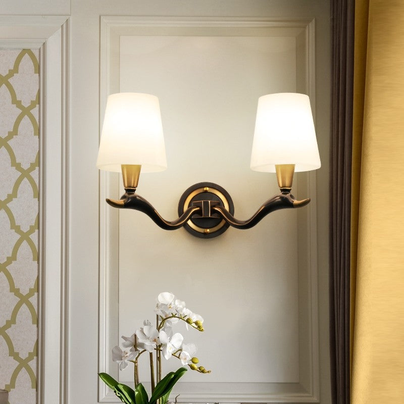 Copper Glass Swan Neck Glass 1/2 Light Wall Sconce Lamp