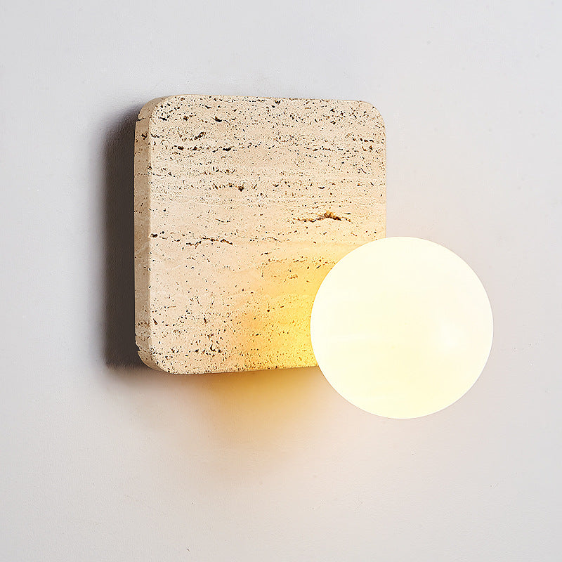 Minimalist Square Stone Glass 1-Light Wall Sconce Lamp