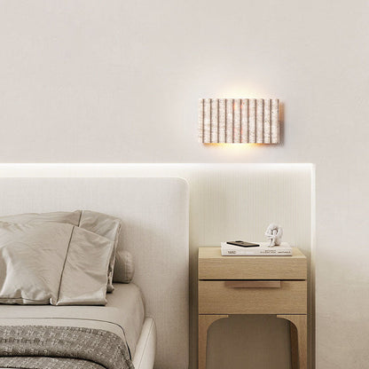 Grille Beige Travertine Rectangle 1-Light Wall Sconce Lamp