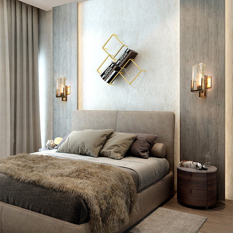 Minimalist Linear Crystal Iron 1-Light Wall Sconce Lamp