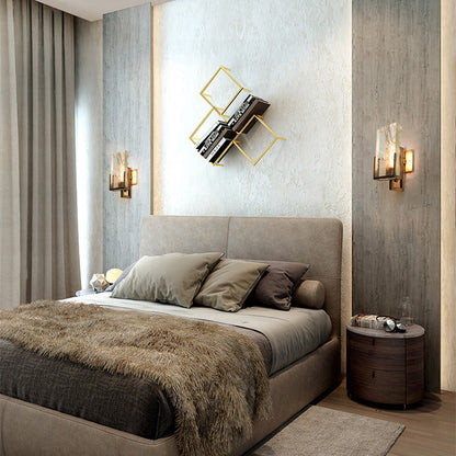 Minimalist Linear Crystal Iron 1-Light Wall Sconce Lamp