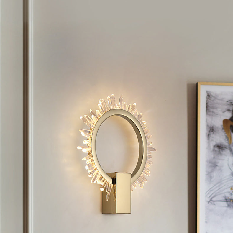 Stainless Crystal Sunflower Design LED Wall Sconce Lamp