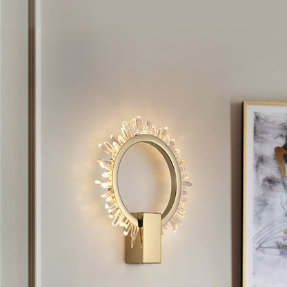 Stainless Crystal Sunflower Design LED Wall Sconce Lamp