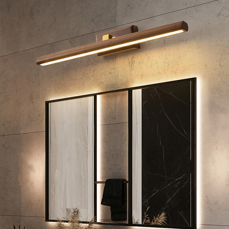 Nordic Minimalist Beechwood Copper Cylinder LED Bathroom Vanity Mirror Front Wall Sconce Lamp For Living Room & Bathroom