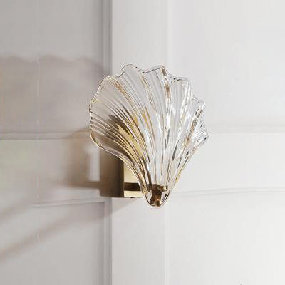 Creative Shell All Copper Glass 1-Light Wall Sconce Lamp
